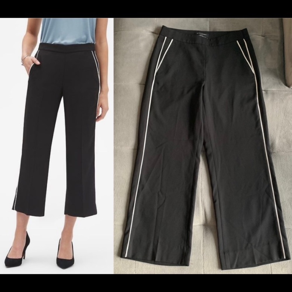 3 For $20 BANANA REPUBLIC Blake Crop Black With White Piping